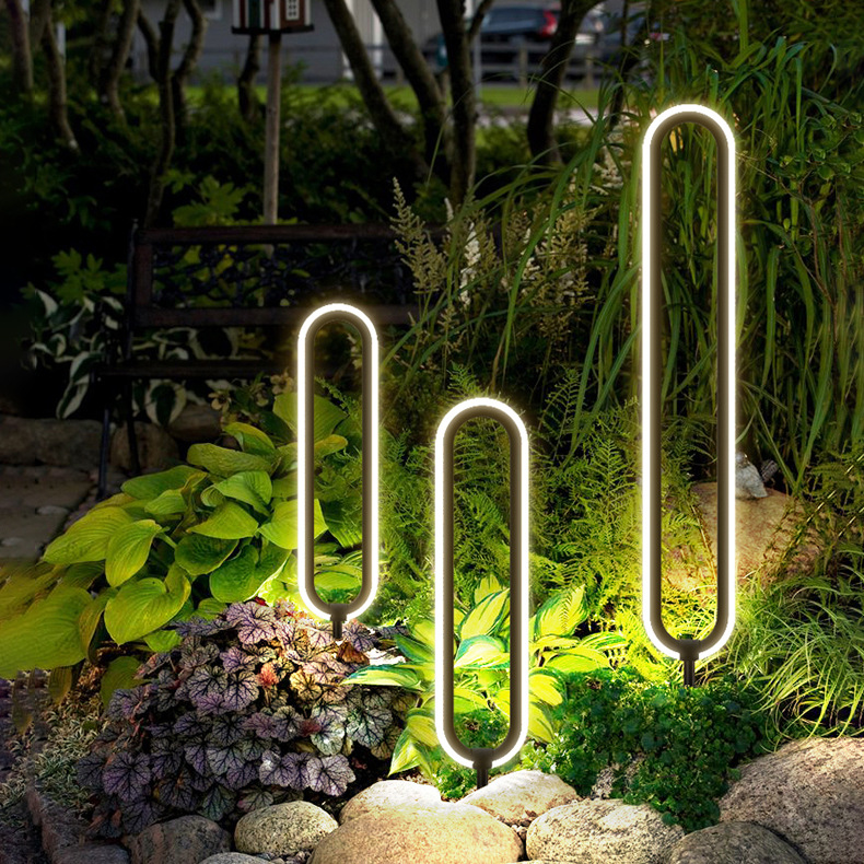 outdoors led line Oval Courtyard Lawn waterproof outdoor Simplicity Landscape lamp Garden Lights Plug lights