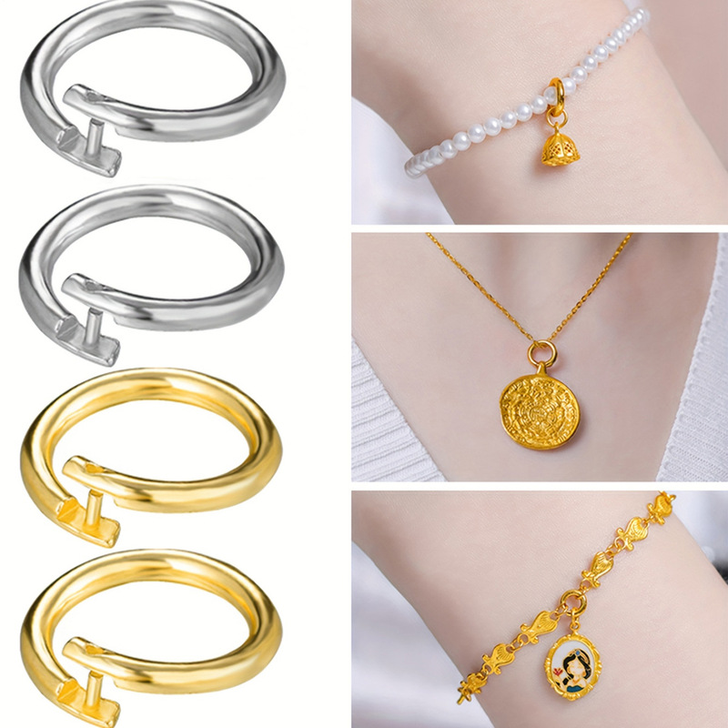 Copper Plated Snap Clasp Copper Ring Circular Open Clasp Pendant Hook Bracelet Necklace Clasp Wolf Tooth Connector Clasp Cross-Border
