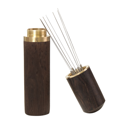 Wholesale coffee cloth powder needle stainless steel coffee mixing agglomerate and disperser solid wood with storage powder needle Italian style