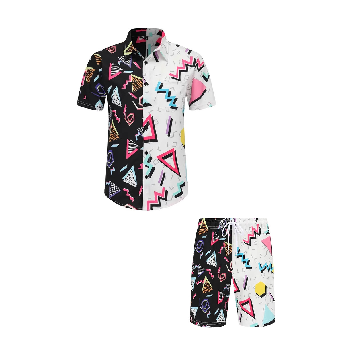 Comercio exterior europeo y americano nuevo estilo 2024 nueva tendencia de la moda tridimensional camisa de manga corta pantalones cortos traje MB1 MA1