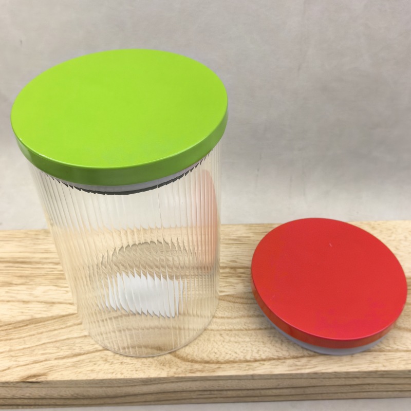 高硼硅玻璃储物罐不锈铁彩色盖密封储物盖