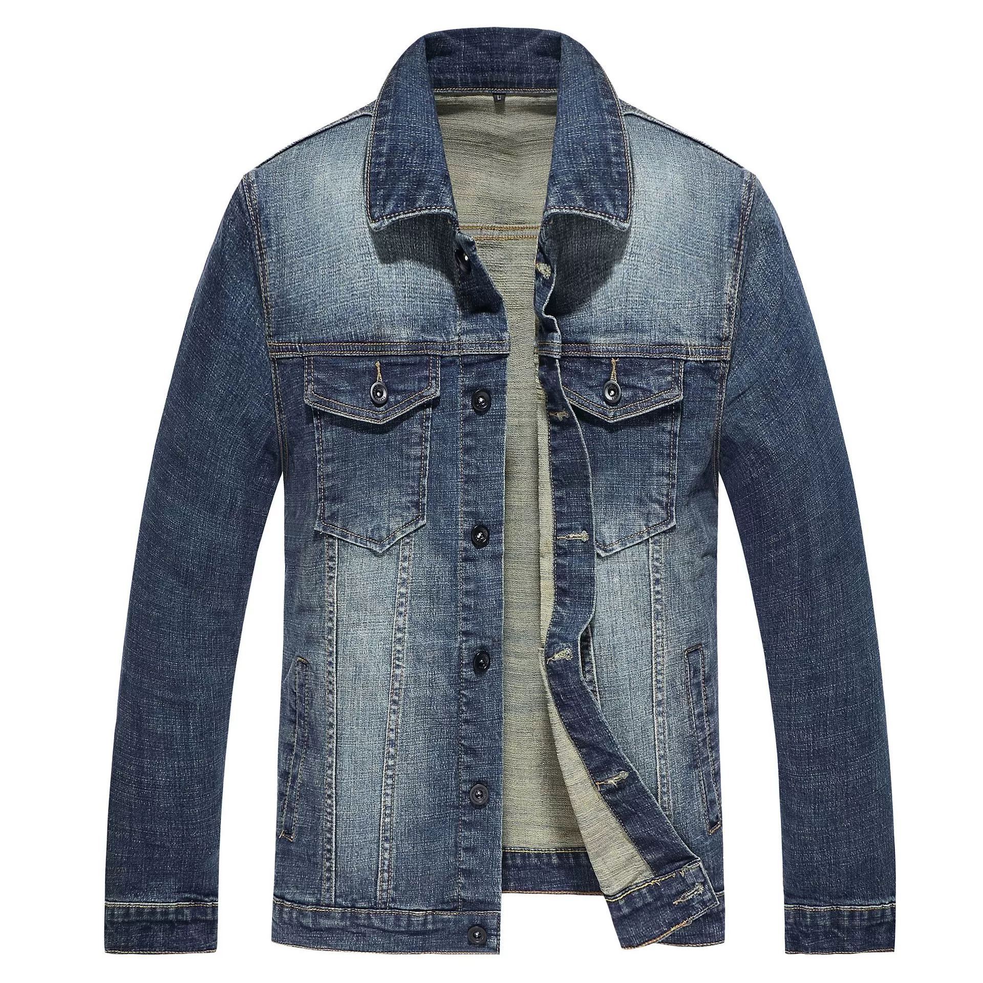 Denim autumn jacket, base loose straight jeans