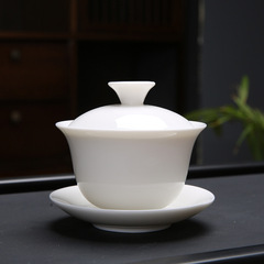 徳化白磁羊脂玉蓋碗茶器セット大サイズ陶磁器三才杯茶碗白オーダーメードlogo企業