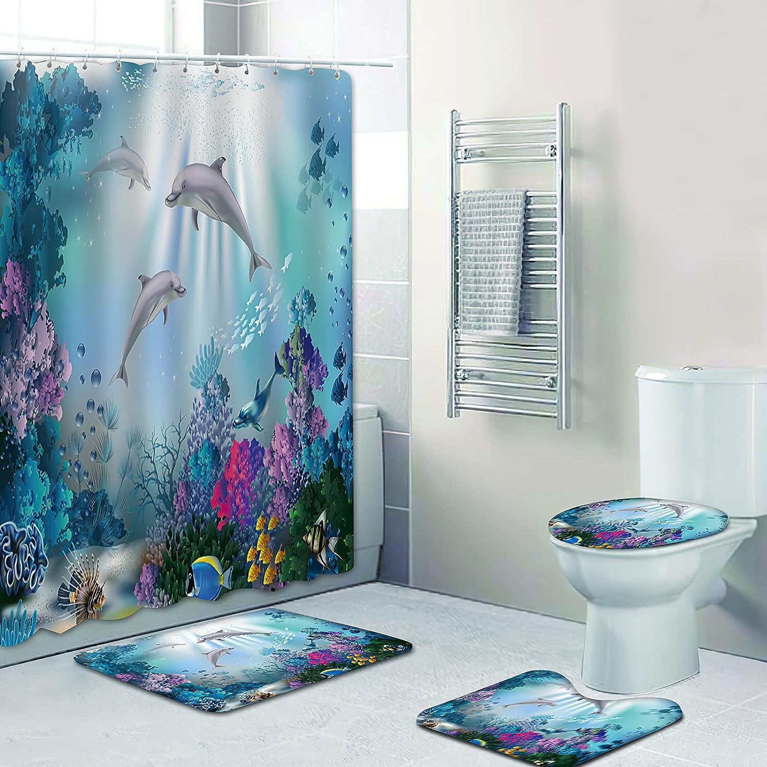 Cross-border supply non-perforated waterproof shower curtain bathroom partition bathroom thickened printed hanging curtain manufacturers wholesale