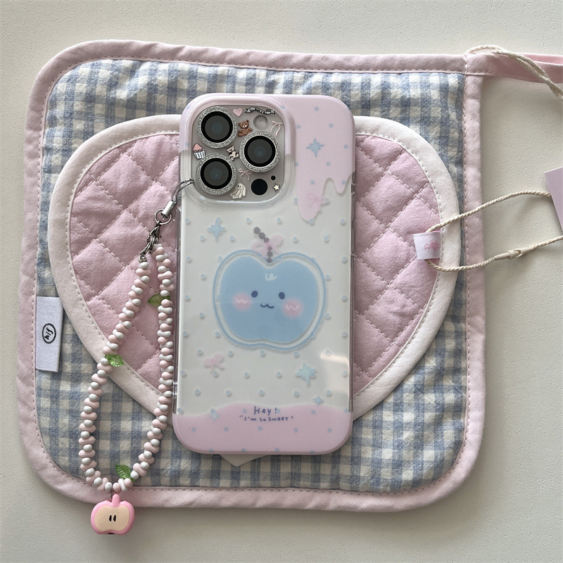 粉色晕染腮红蓝苹果链条适用iPhone16苹果15ProMax手机壳14新款13|undefined