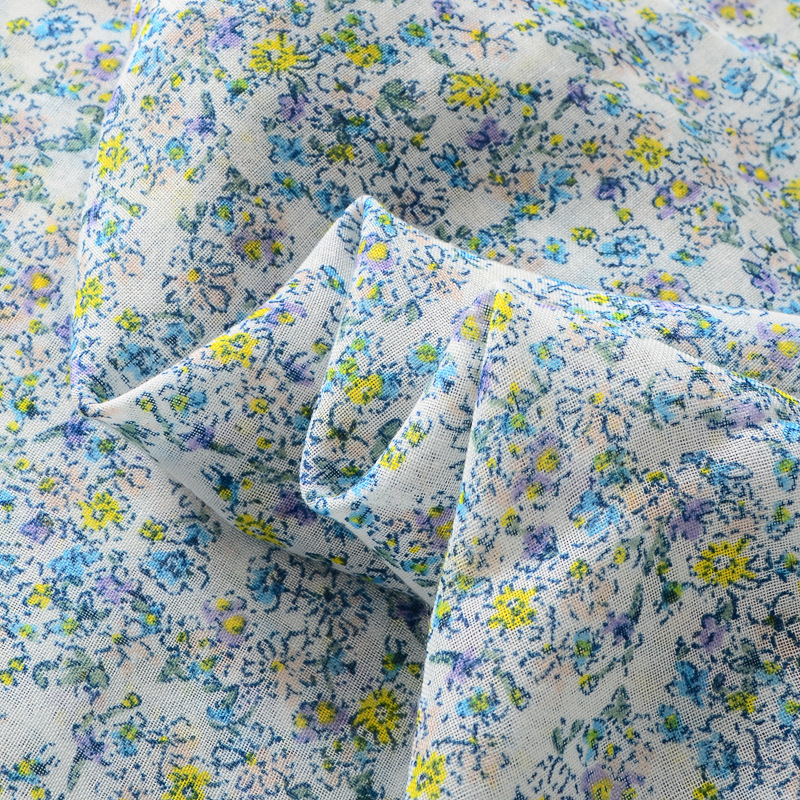 Estilo coreano fresco azul floral viaje Toalla de Playa Larga borla bufanda grande algodón y lino sensación protector solar chal para las mujeres