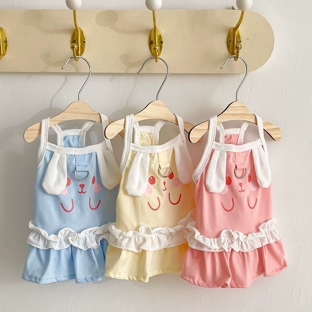 Домашние животные одежда корейские подтяжки платье кошка кошка может буксировать собачью одежду весной и летом тонкий жилет юбка кролика