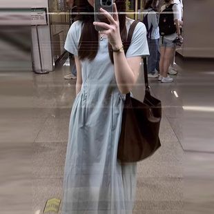 Nursing Dress Summer Hot Mom French Style 2025 New Style Going Out Elegant Waist with Flap Pocket Pants Nursing Long Dress Summer Dress
