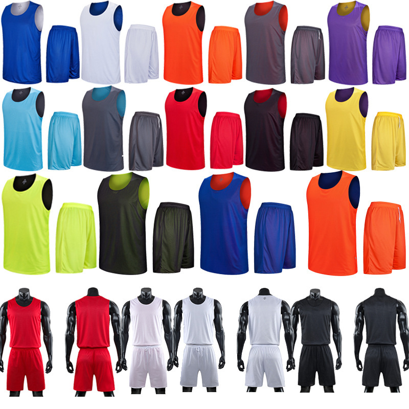 New double-sided basketball suit men's jersey competition training team uniform loose vest sports uniform printable