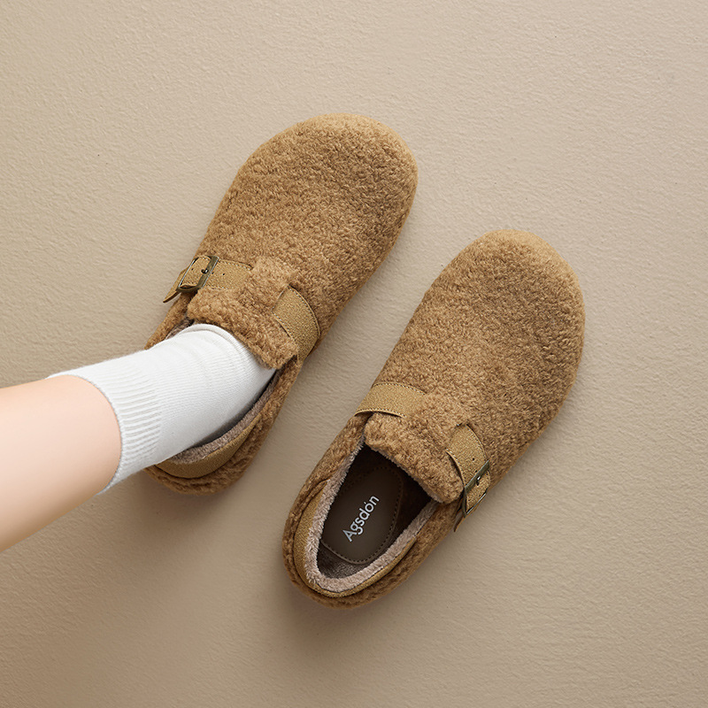 Zapatos de algodón de invierno 2025 nuevos zapatos de algodón plano de invierno incluidos zapatos de algodón dos zapatos de lana