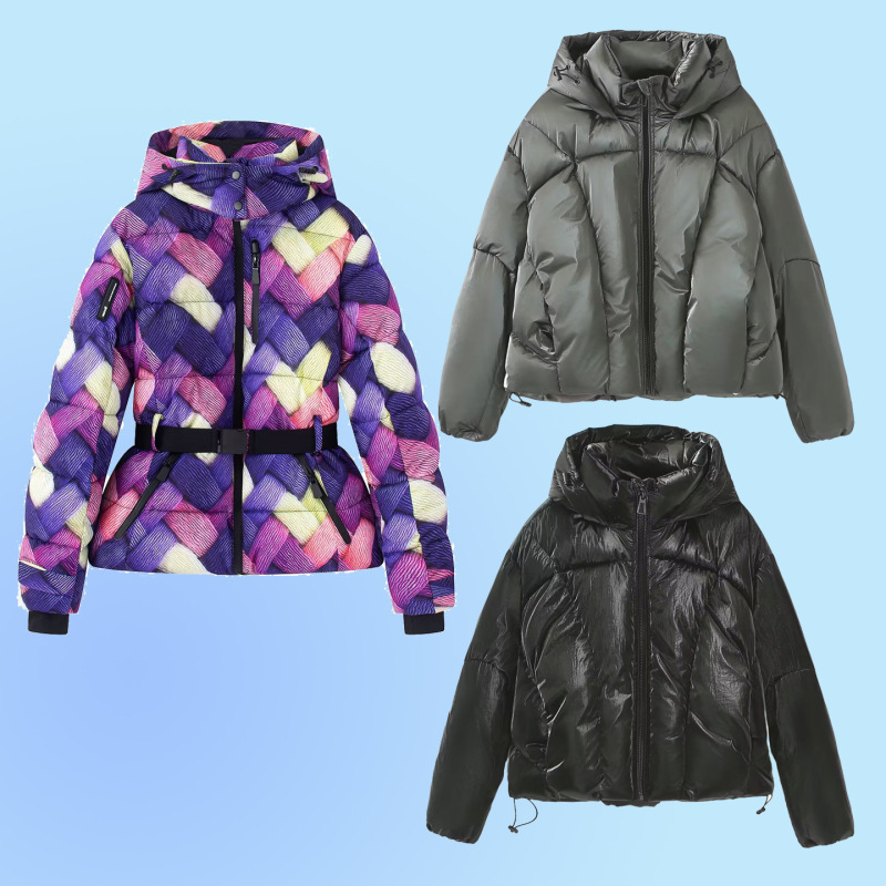 European and American Foreign Trade Women's Clothing Old Money Style Warm down Cotton Ski Jacket Metal Puffer Jacket Women's Jacket Cotton Coat Outerwear