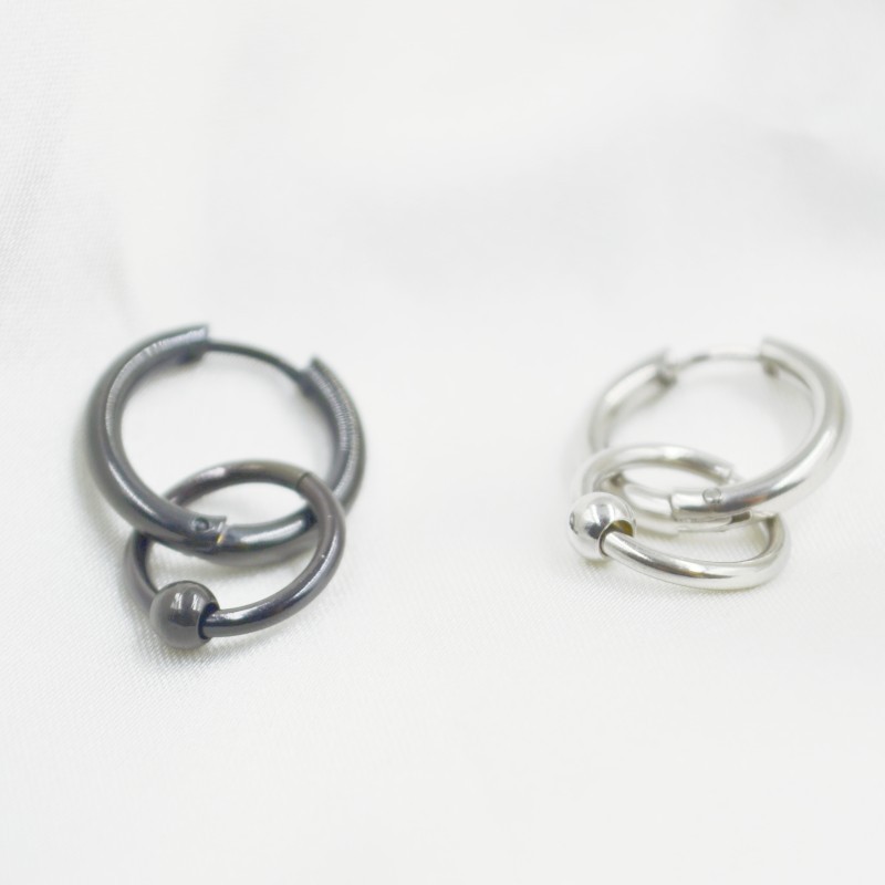 Korean Style Ear Stud Ear Buckle Men's and Women's Ear Stud Pendant Round Earrings Stainless Steel Pendant Earrings Popular New