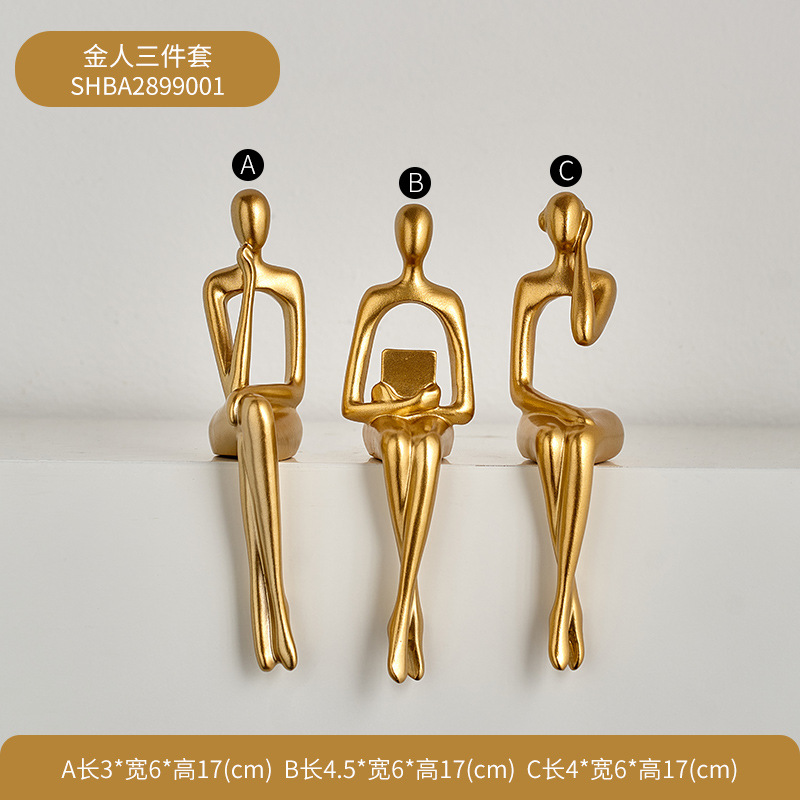 Wowu diseño original sentado figura decoración hogar salón vino gabinete TV gabinete luz lujo decoración abstracta