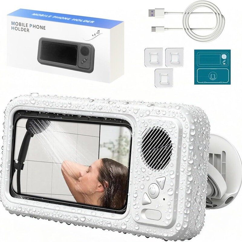 Cross-Border New Model Bathroom Waterproof Phone Case Bluetooth Speaker Audio System Shower Tv Viewing Stand Phone Holder Cross-Border New Model Bathroom Waterproof Phone Case Bluetooth Speaker Audio System Shower Tv Viewing Stand Phone Holder