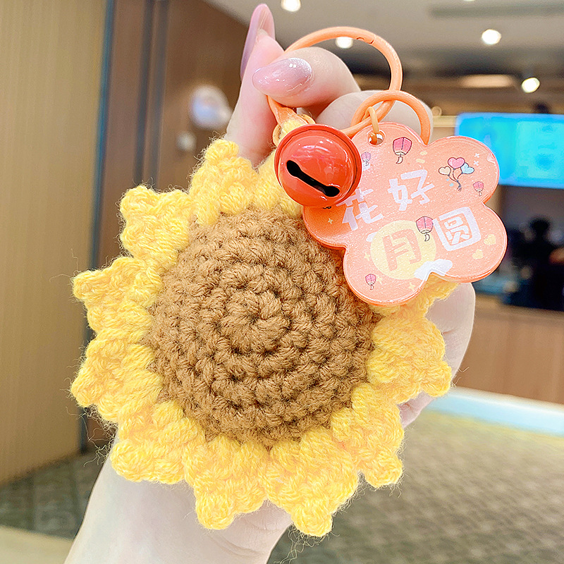 Buenas cosas ocurren en línea tejedido colgante de llaves tejedido bolso de lana colgante adorable exquisito bolso de llaves de mujer