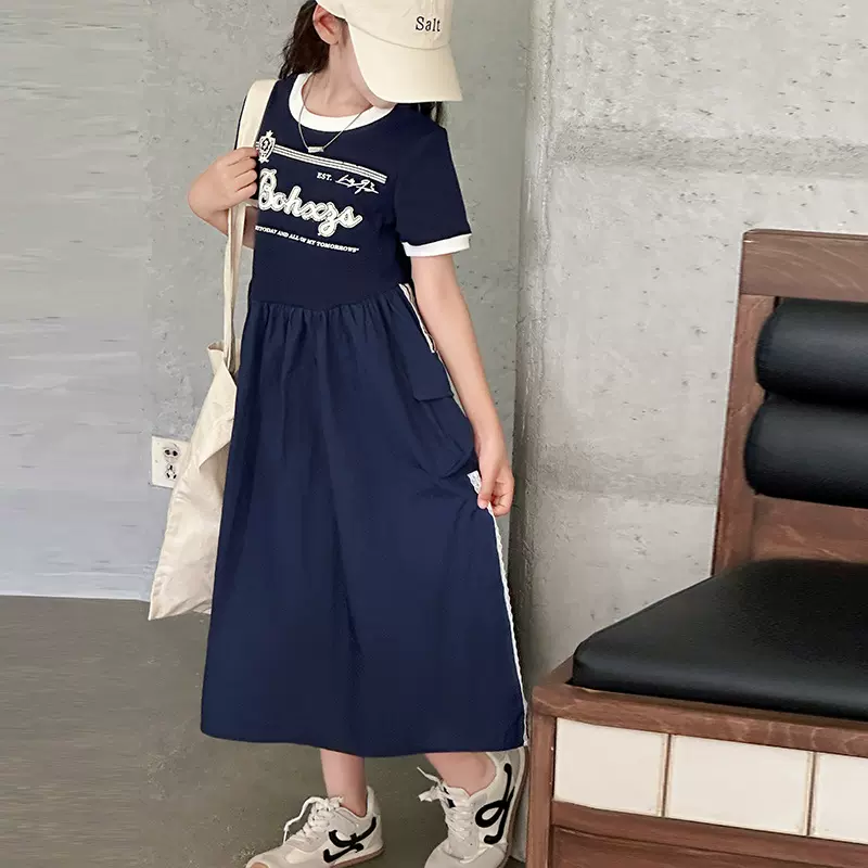 女童夏季连衣裙2025新款中大童洋气小女孩短袖公主裙儿童夏装裙子
