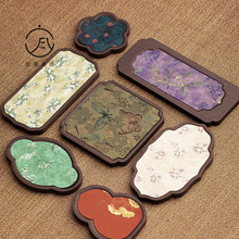 宜室茶话胡桃木色茶盘托盘复古家用壶承禅意干泡盘防水茶席隔热垫