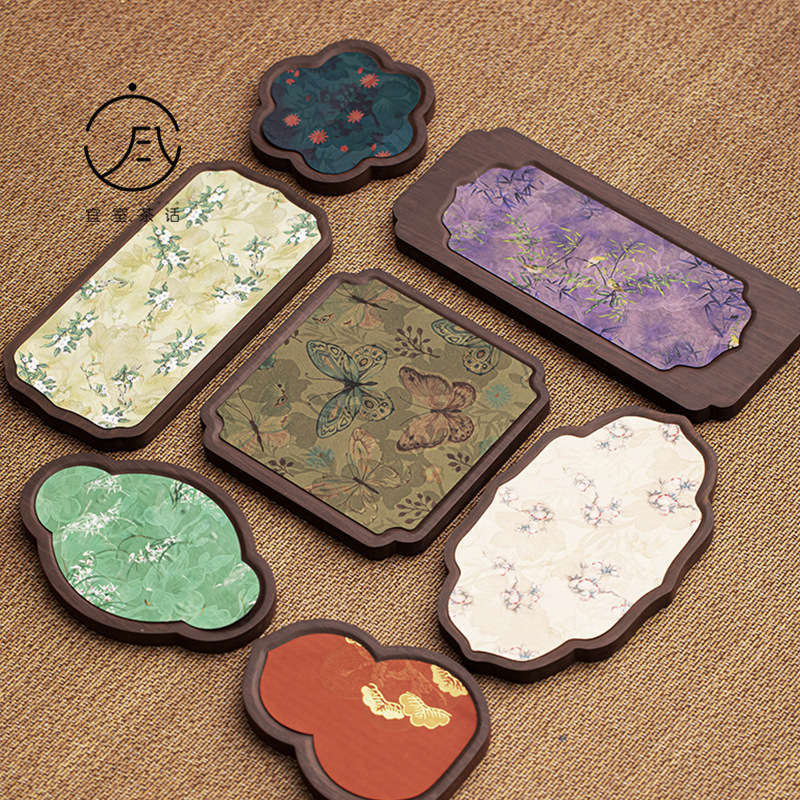 宜室茶话胡桃木色茶盘托盘复古家用壶承禅意干泡盘防水茶席隔热垫