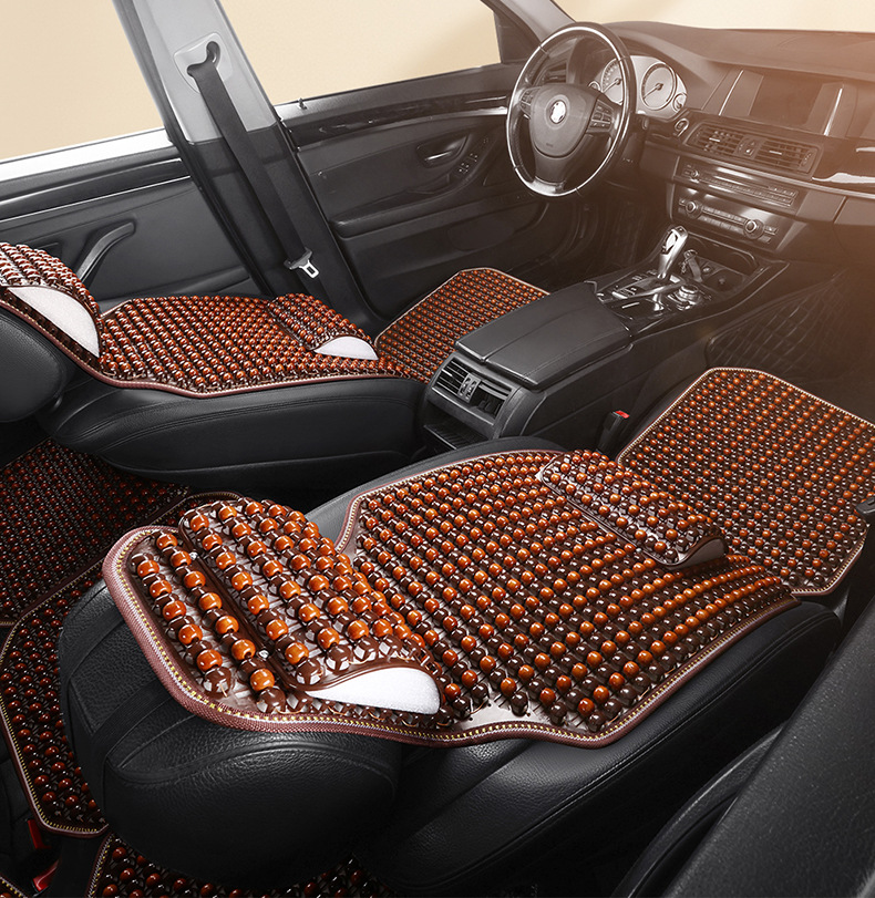 Car Seat Cushion Summer Ventilated and Breathable Cool Mat Single Wooden Bead Seat Cushion Non-slip Massage Pushion for First and First Officer Seat Cushion