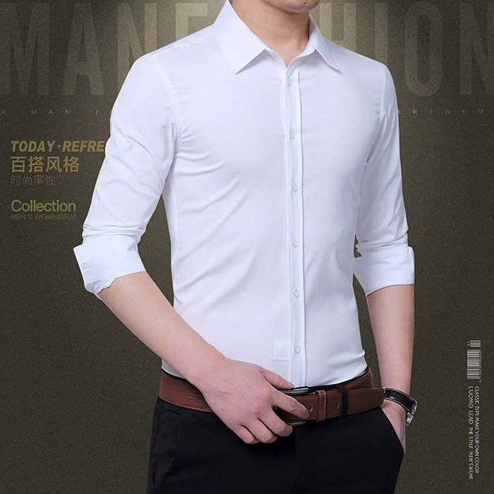Рубашка, мужской костюм-жакет классический для работы, Slim fit, осень
