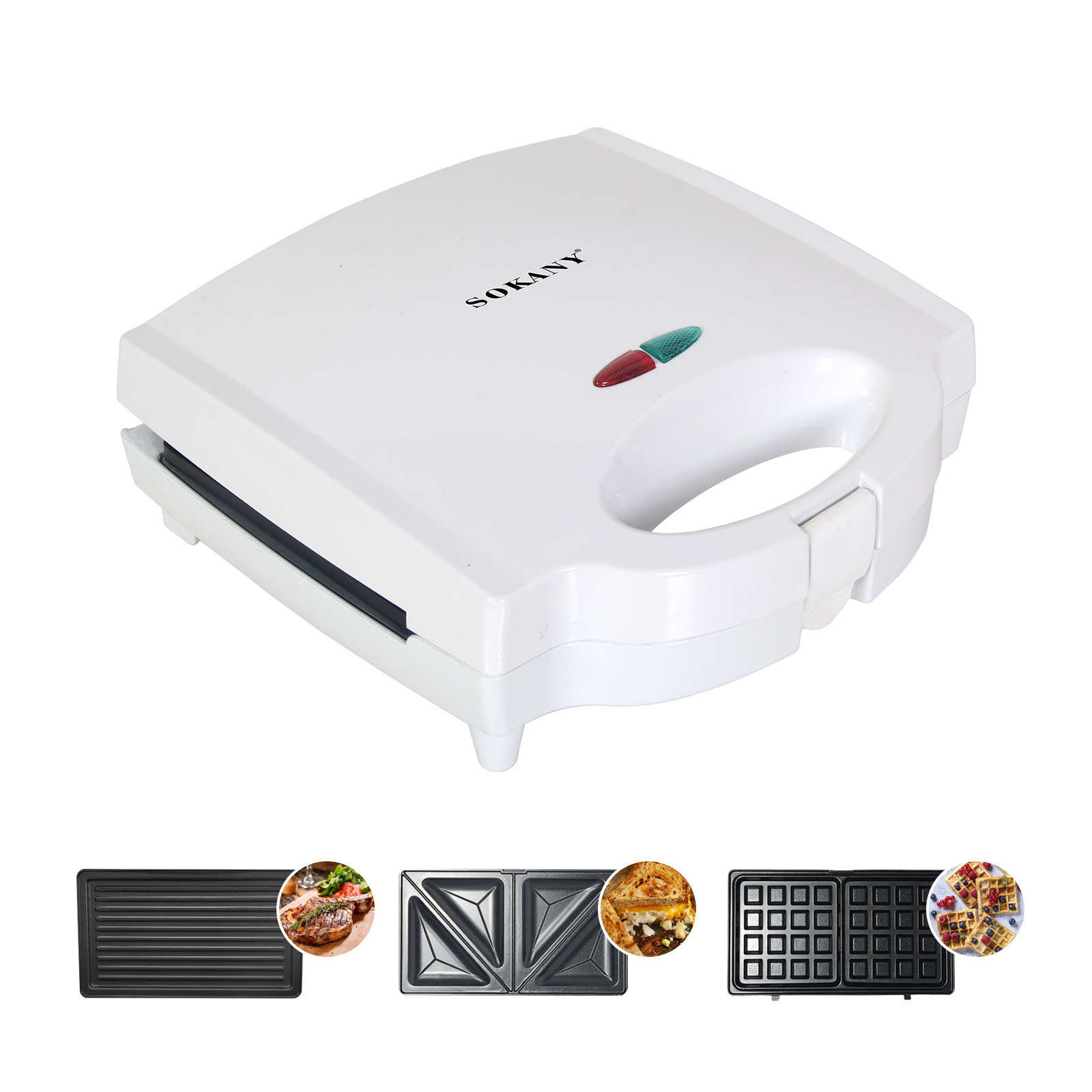 Cross-Border Sandwich Maker 3-in-1 Triangular Waffle Steak Maker Kitchen Household Baking Breakfast Machine 08012Sokany