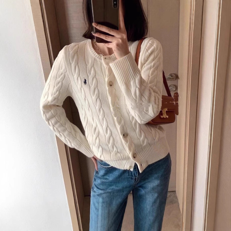 High-Quality Rl Sweater Cardigan, Soft and Comfortable, with Pony Embroidery, Chunky Cable Knit, Long-Sleeved Top, Classic for Autumn and Winter High-Quality Rl Sweater Cardigan, Soft and Comfortable, with Pony Embroidery, Chunky Cable Knit, Long-Sleeved Top, Classic for Autumn and Winter