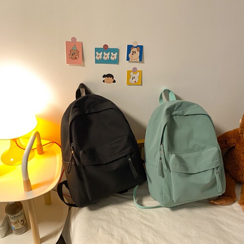 Unprinted solid color schoolbag for women Korean version Harajuku ulzzang college student backpack forest style simple large capacity backpack