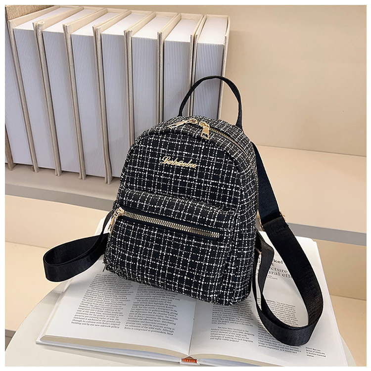 538g Weight Zipper Closure Type Double Shoulder Straps Strap Type Functional Backpack Bags Type Casual, Shopping Occasion Pu Leather Material Women's Backpack Backpack Plaid Pattern All Seasons Season Women's Gender Elegant, Streetwear Style Square Shape Plaid Casual Shopping Women's Backpack Functional Backpack 19