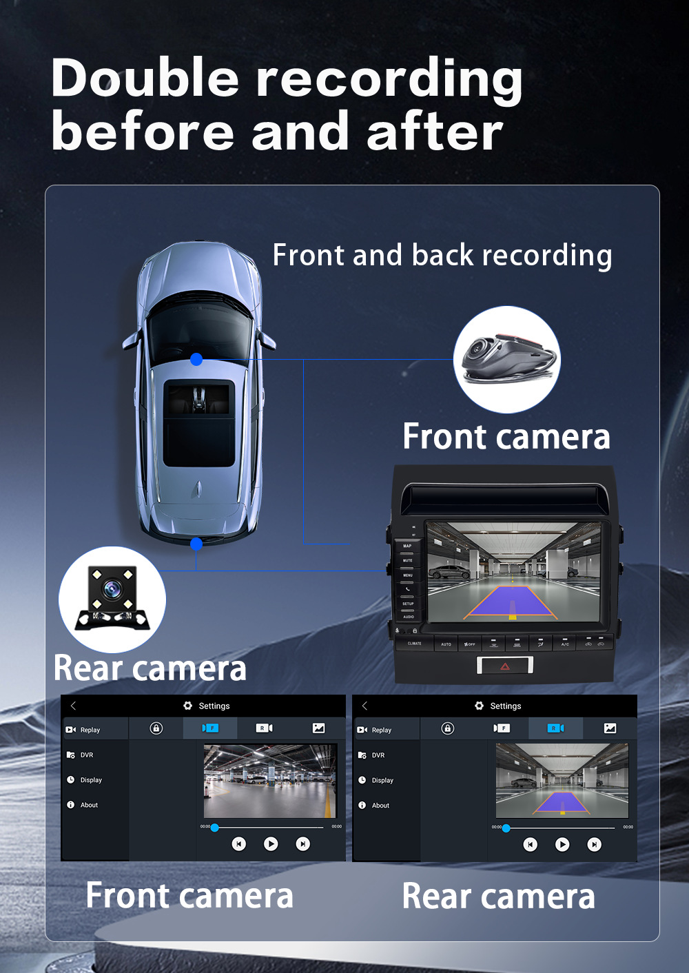 Suitable for Toyota Land Cruiser Car-Mounted Central Control Large-Screen Android Navigation System with Reversing Image, Bluetooth, and Wifi All-In-One Device