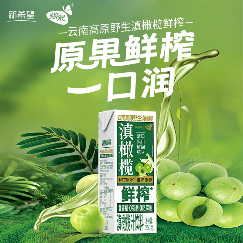 新希望蝶泉云南滇橄榄汁余甘子玉油柑鲜榨NFC果汁饮料年货礼盒