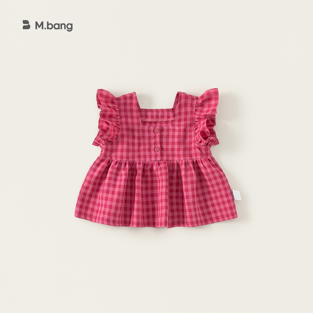 Youbao ropa para niños dulce verano nuevo producto blusa de cuello cuadrado para niños camisa de bebé a cuadros rosa para niñas pequeña camisa de manga voladora