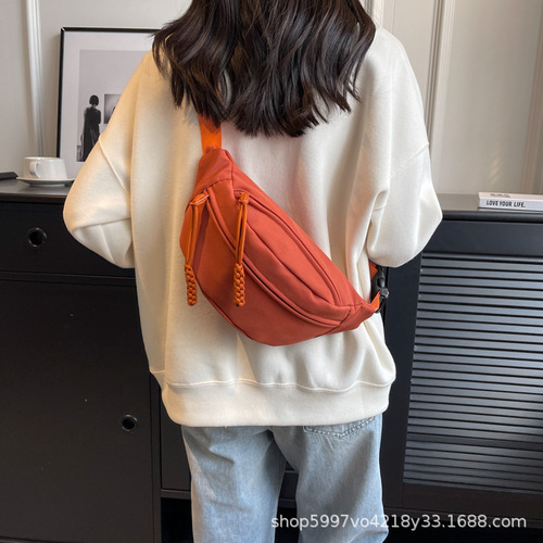 Cotton Casual Small Tote Bag for Women  New Fashion Crossbody Bag Sports Chest Bag Versatile Fabric Bag for Ladies Waist Bag Women's Style