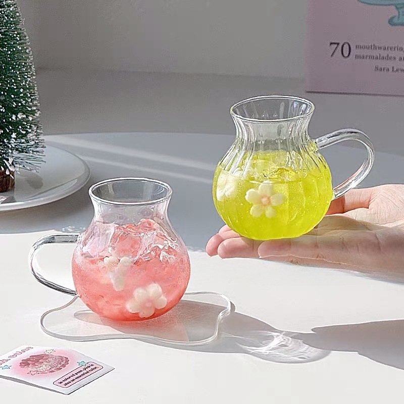 Ins simple vidrio de ventana creativo correa resistente al calor para la leche de jugo transparente taza de té de frutas taza de café americano hielo