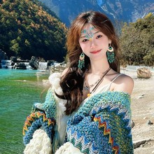 云南丽江草原旅行披肩西藏西北敦煌沙漠旅游斗篷波西米亚川西穿搭