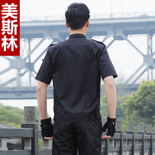 Security work clothes suit jacket style long-sleeved summer twill short-sleeved training clothes for men and women black long-sleeved training clothes