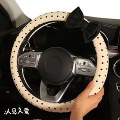 韓国版の波点のサテンの蝶結びの車のハンドルカバーの女性のファッションの気質のメーカーは直接販売して代行します。