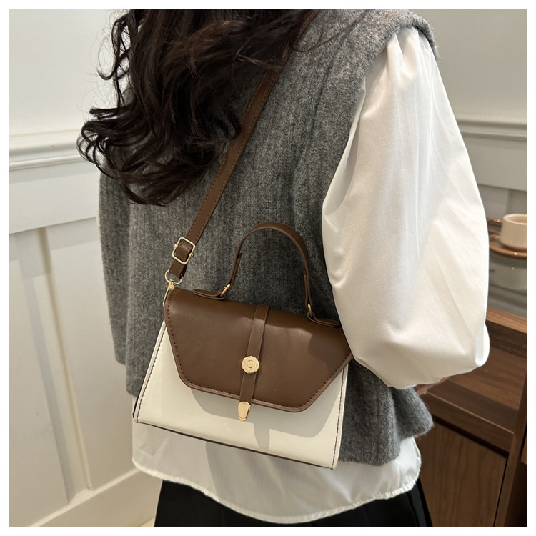Women's Small Pu Leather Color Block Classic Style Square Magnetic Buckle Crossbody bag BAX display picture 15