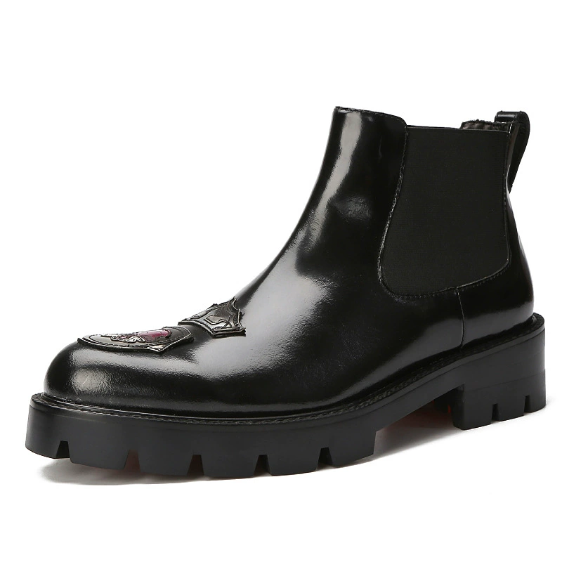 Мужские ботинки, осенне-зимние новые британские Винтажные ботинки Martin с вышивкой, короткие сапоги на толстой подошве, повседневные модные ботинки из воловьей кожи для мужчин