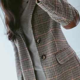 格子西装外套女春秋新款韩版修身百搭复古女士小西服上衣外套