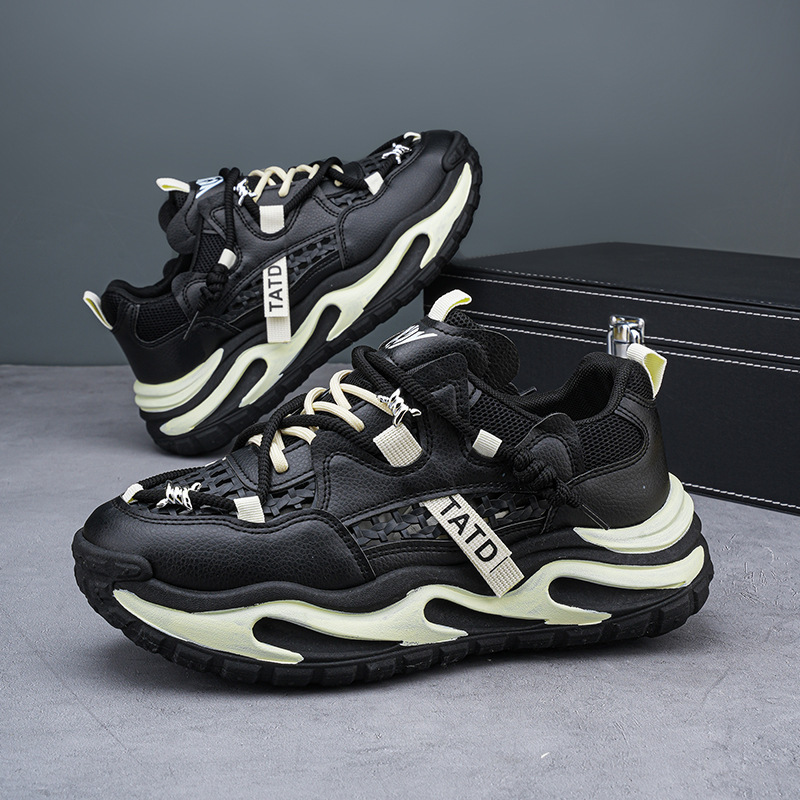 Summer Casual Shoes for Men, Comfortable and Breathable, Thick-Soled Height-Increasing Woven Fashion Versatile Trendy Shoes, Stylish Sports Dad Shoes