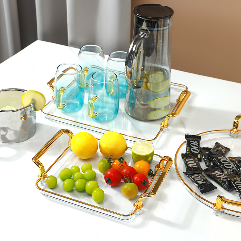 cross-border tray light luxury household small water cup tray tea tray household draining tea cup tray rectangular fruit tray