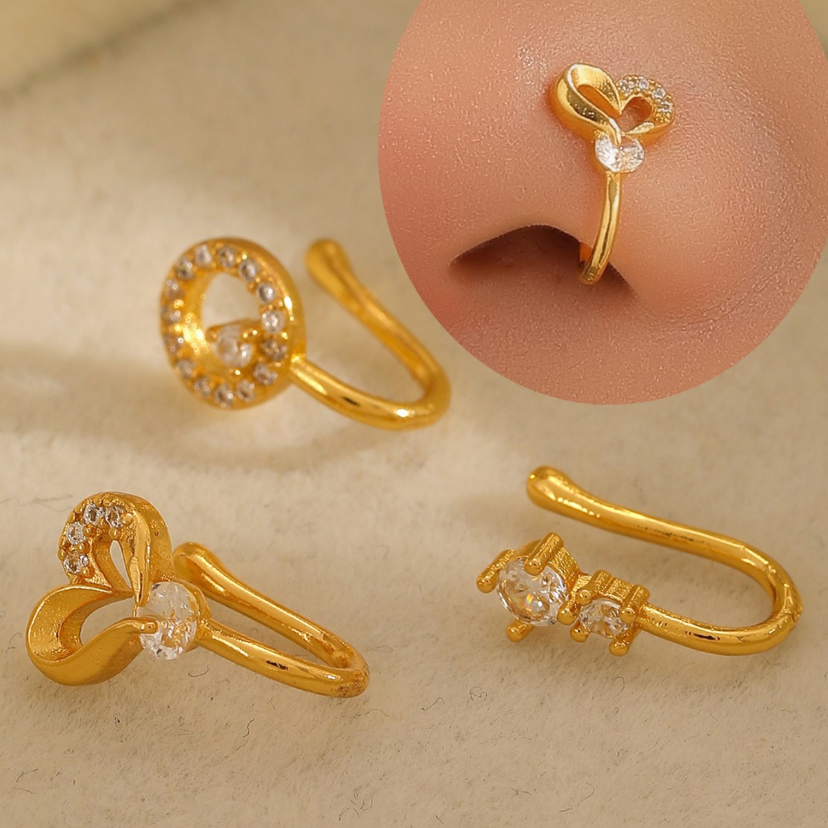 Joyería de cobre con microincrustaciones de circonitas, sin perforaciones, en forma de U, con personalidad transfronteriza, accesorios europeos y americanos._voghion.com