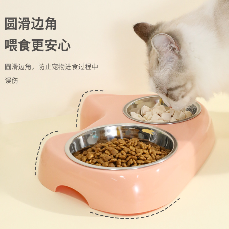 Tazón de acero inoxidable para gatos, base de plástico, diámetro grande y pequeño, antideslizante, gatito, peluche, lavabo de acero inoxidable, utensilios de comida para mascotas