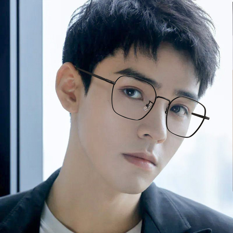 丹陽メガネ卸売り32227復古チタンフレーム女性ファッション多角形メガネフレーム男性平光近視メガネフレーム