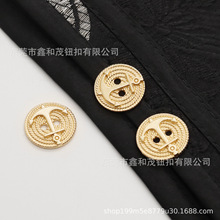 定制2孔金属扣 15mm金色船锚图案明眼扣英伦风服装配件logo定制