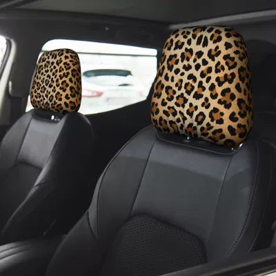 Car Headrest Cover with Cute Leopard Print Style and Personalized Design, Universal Car Pillow Cover, Can Be Labeled and Made to Order with Your Own Image (Other Automotive Interior Supplies)