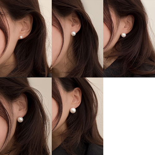 fever same retro round small light bulb pearl earrings Hepburn simple versatile temperament earrings internet celebrity earrings