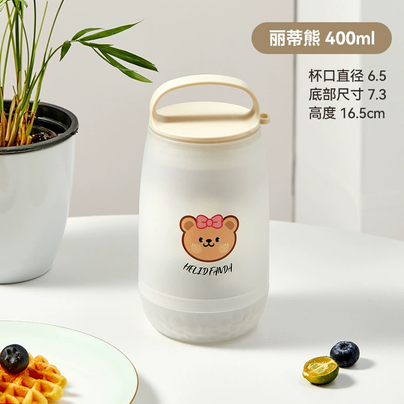 Кружка для овсянки Bear Family, креативная кружка для овсянки на ночь с ложкой, герметичная ёмкость для йогурта, портативный стакан для молока