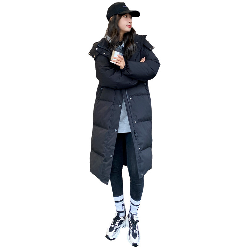 2025年冬新作 レディース ダウンジャケット 膝丈 ロング丈 カジュアル ゆったり 着痩せ効果 厚手 90%ホワイトダックダウン アウター 男女兼用
