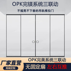 OPK マグネシウムシステム キッチン引き戸 極細3連引き戸 吊りレール バルコニードア ガラス引き戸
